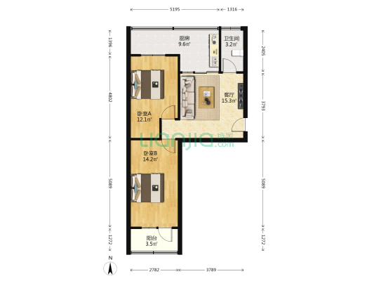 新华印刷厂家属院（定西南路） 2室1厅1卫 61平方