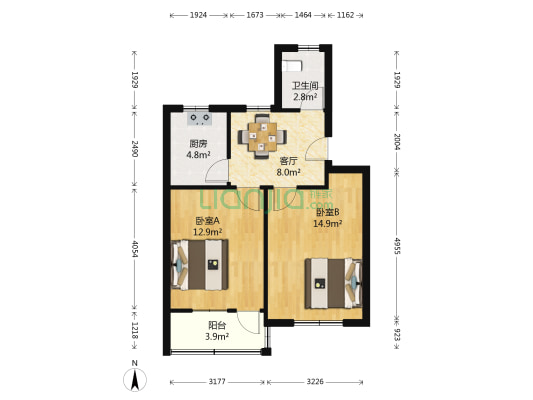杨庄新村东苑 2室1厅1卫 63平方