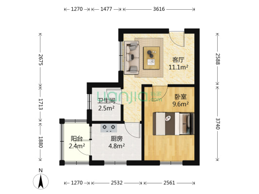 土屋路19号 1室1厅1卫 39平方