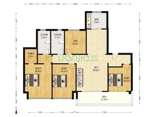 融创涌清府 4室1厅2卫 146平方