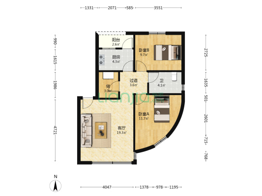 宏顺楼 2室1厅1卫 82平方