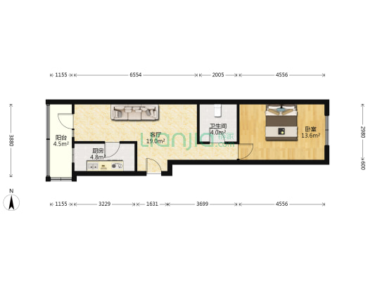 芬园里 1室1厅1卫 62平方