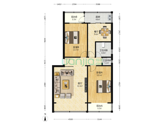 省人寿保险公司家属院（山字石） 2室2厅2卫 110平方