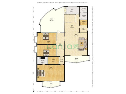 华府园 3室2厅3卫 350平方
