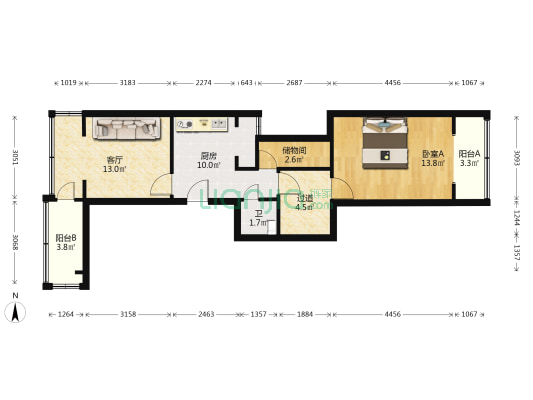 中山东路21号 1室1厅1卫 56平方