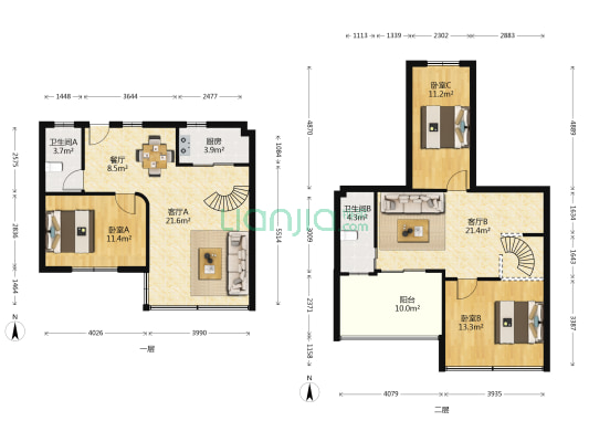 雁湖景苑 3室3厅2卫 116平方