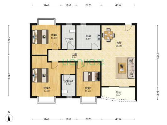 西苑 3室1厅2卫 124平方