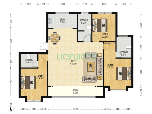 创宇·东望 3室1厅3卫 165平方