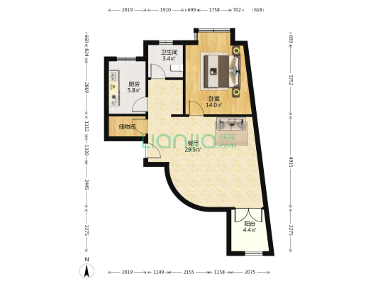 丝庐花语 1室1厅1卫 73平方