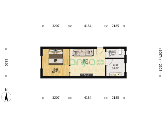 卧龙家园 1室1厅1卫 51平方