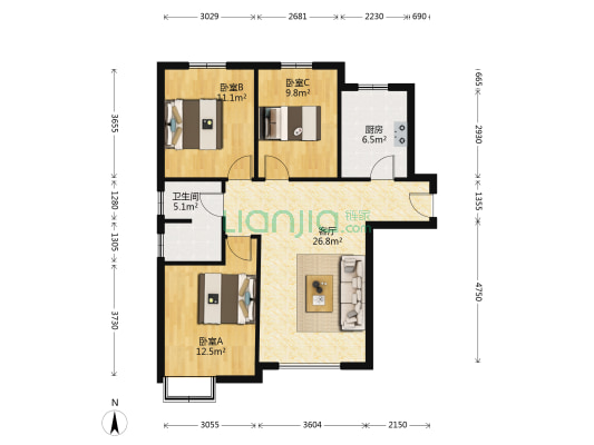 距首都一站地的 社区 环境好 交通方便 公交车直达北京-户型图