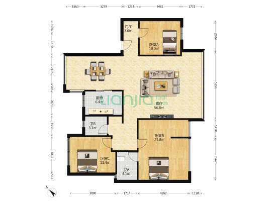仟坤水街（西区） 3室1厅2卫 134平方