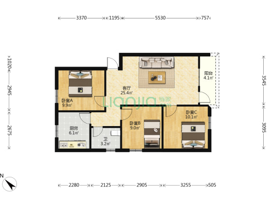 南湾大蓢 3室1厅1卫 81平方