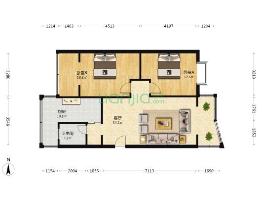 康居巷6号 2室1厅1卫 90平方