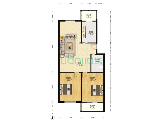 金水里 2室1厅1卫 112平方