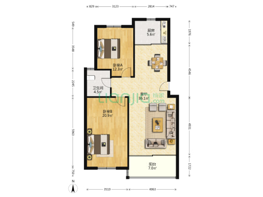 金海西苑 2室1厅1卫 98平方