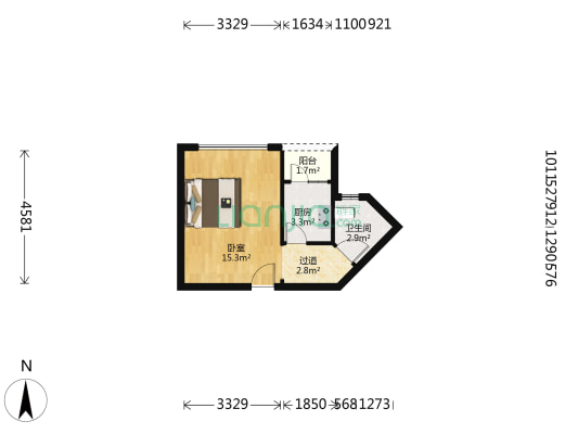 华强广场 1室0厅1卫 36平方