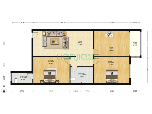 镇南路 3室1厅2卫 156平方