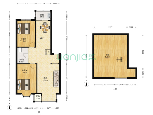 和泰丹青苑 2室1厅1卫 88平方
