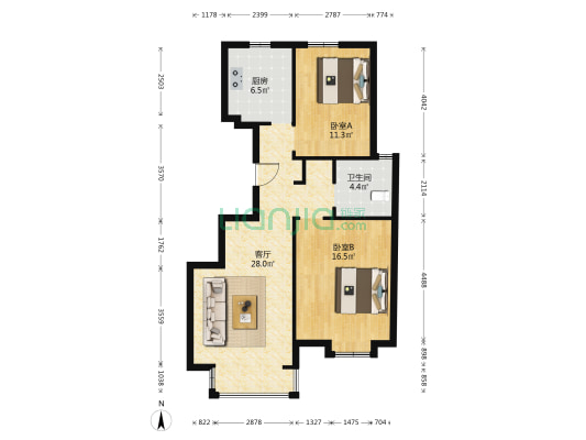 嘉诚新庄园 2室1厅1卫 98平方