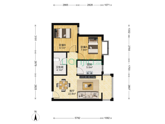 金色堤岸 2室1厅1卫 67平方