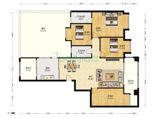 映晖湾 4室1厅2卫 156平方