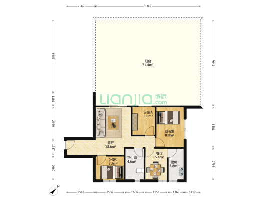 C座商住楼 3室2厅1卫 75平方
