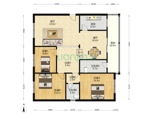 乐业巷36号 3室2厅2卫 156平方