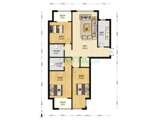 集祥君悦 3室1厅2卫 136平方