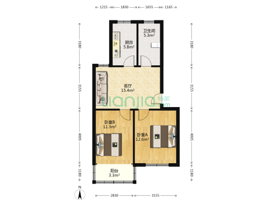 林枫苑 2室1厅1卫 66平方