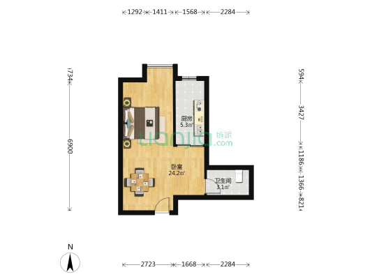 荣域福湾 1室0厅1卫 45平方