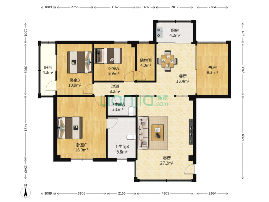 兴龙大厦 4室2厅2卫 131平方