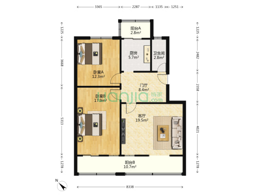 金盾路50号 2室1厅1卫 94平方