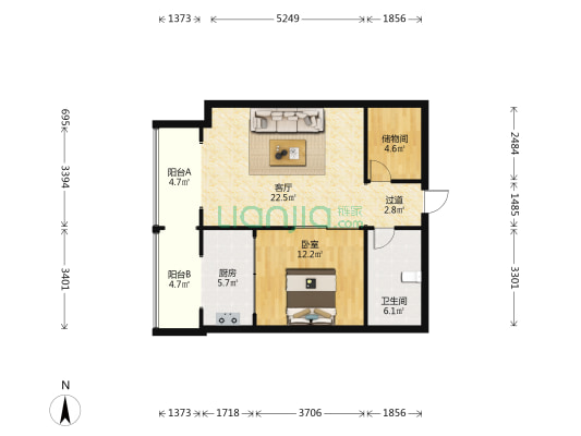 同晟国际 1室1厅1卫 88平方