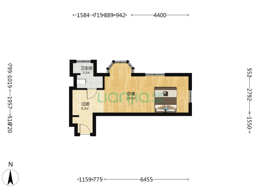 永定河孔雀城空港壹号街区 1室0厅1卫 38平方