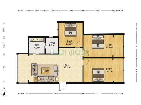 兴隆东巷5号 3室1厅1卫 130平方