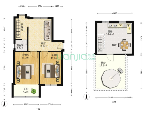 经堂巷 2室1厅1卫 69平方
