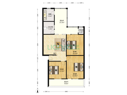 棠湖南路二段76号 3室1厅2卫 109平方