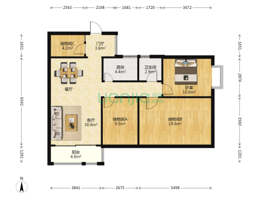 长水航城 1室1厅1卫 111平方