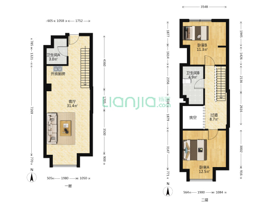 烟台毅德城 2室1厅2卫 55平方