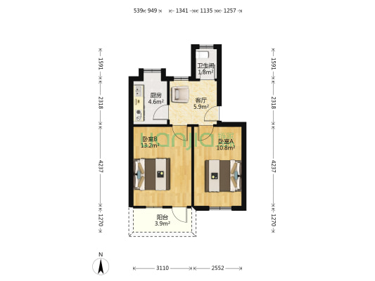 煤厂宿舍 2室1厅1卫 49平方