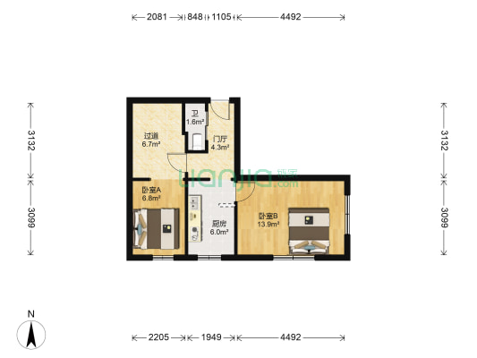 安陆巷（胜利桥北商圈） 2室0厅1卫 53平方