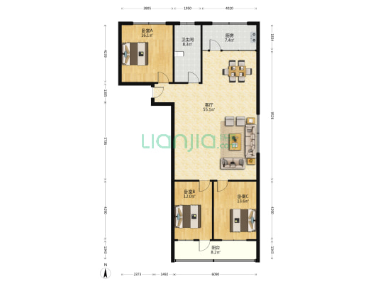 宾谷街471号 3室1厅1卫 142平方