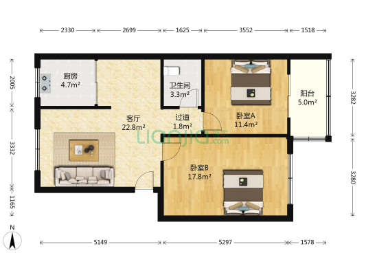 农杂公司小区 2室1厅1卫 81平方