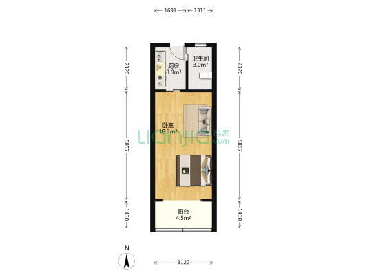 海防路559号 1室0厅1卫 36平方