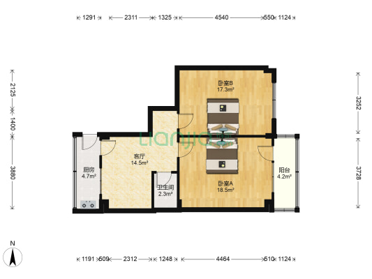 省宾馆宿舍 2室1厅1卫 72平方