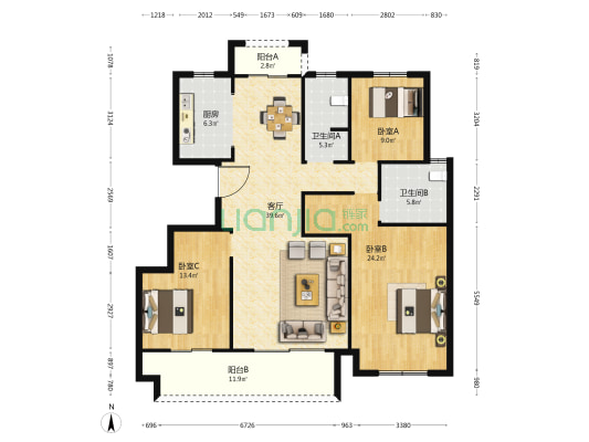 同信·山河颂 3室1厅2卫 139平方