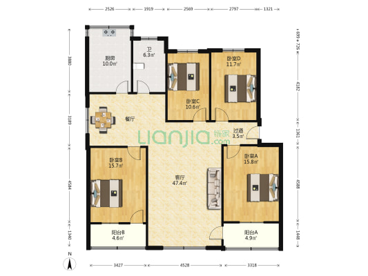 河南省委家属院12号院 4室1厅1卫 144平方