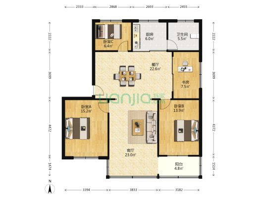 和鑫新村 4室2厅1卫 125平方