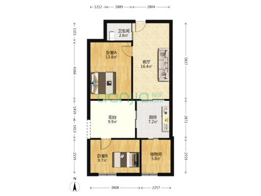 朝阳村恢复楼 2室1厅1卫 47平方